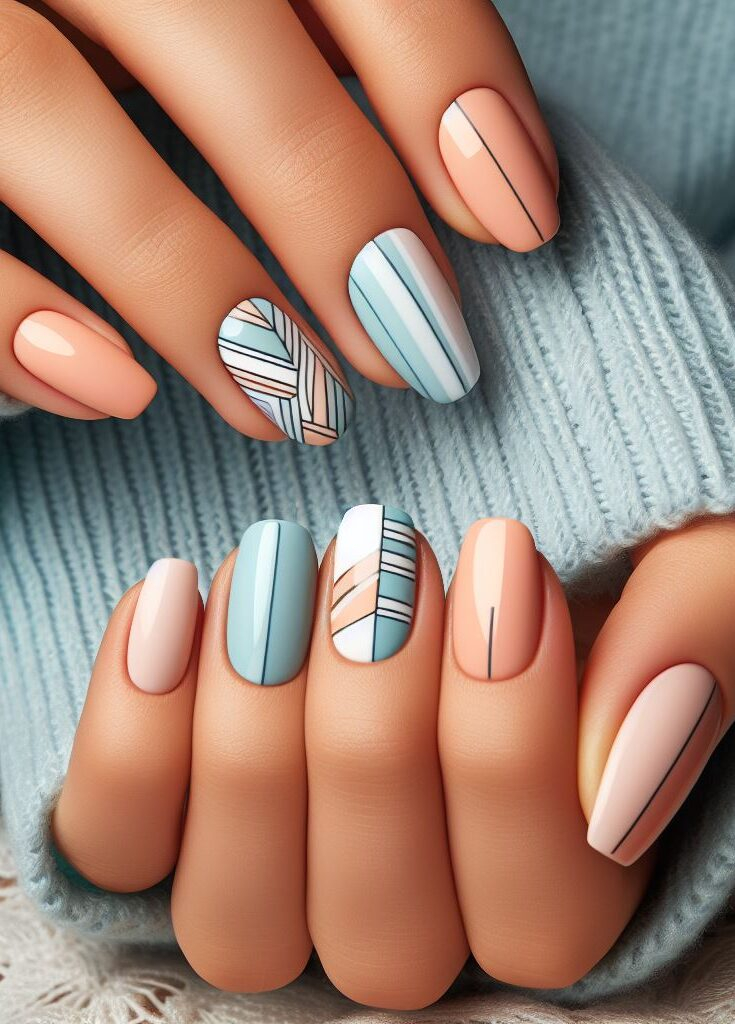 Amazing Color Inspired Nail Art Designs 2024. Minimalist magic! Keep it simple and chic with colorful nail art featuring bold geometric shapes or single color pops for a modern touch.