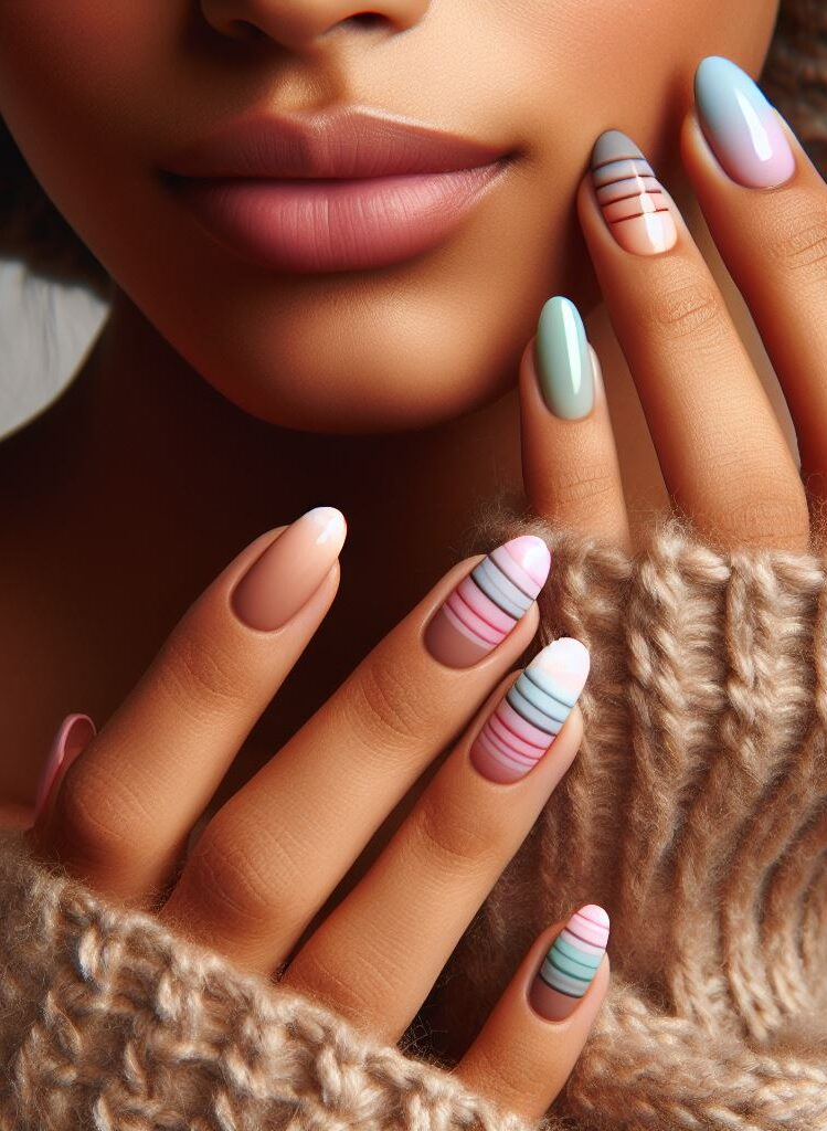 ¡No tengas miedo de mezclar y combinar! Combine una variedad de colores y patrones en su colorido diseño de uñas para una apariencia única y llamativa.