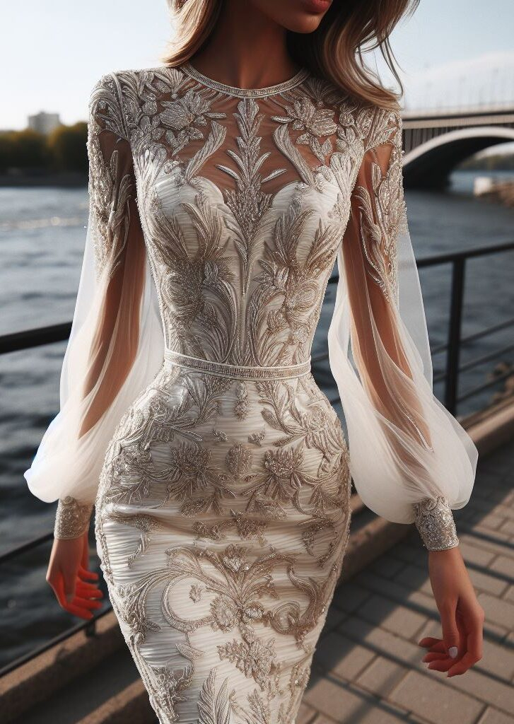 Detail dreams! Exquisite embroidery elevates a simple white dress into a work of art, perfect for any special occasion.
