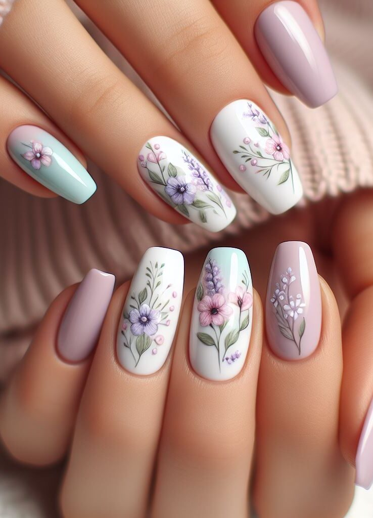 Dress up your nails with a touch of whimsy! ‍♀️ These delightful floral nail art ideas feature dainty blooms and soft colors for a charming look.