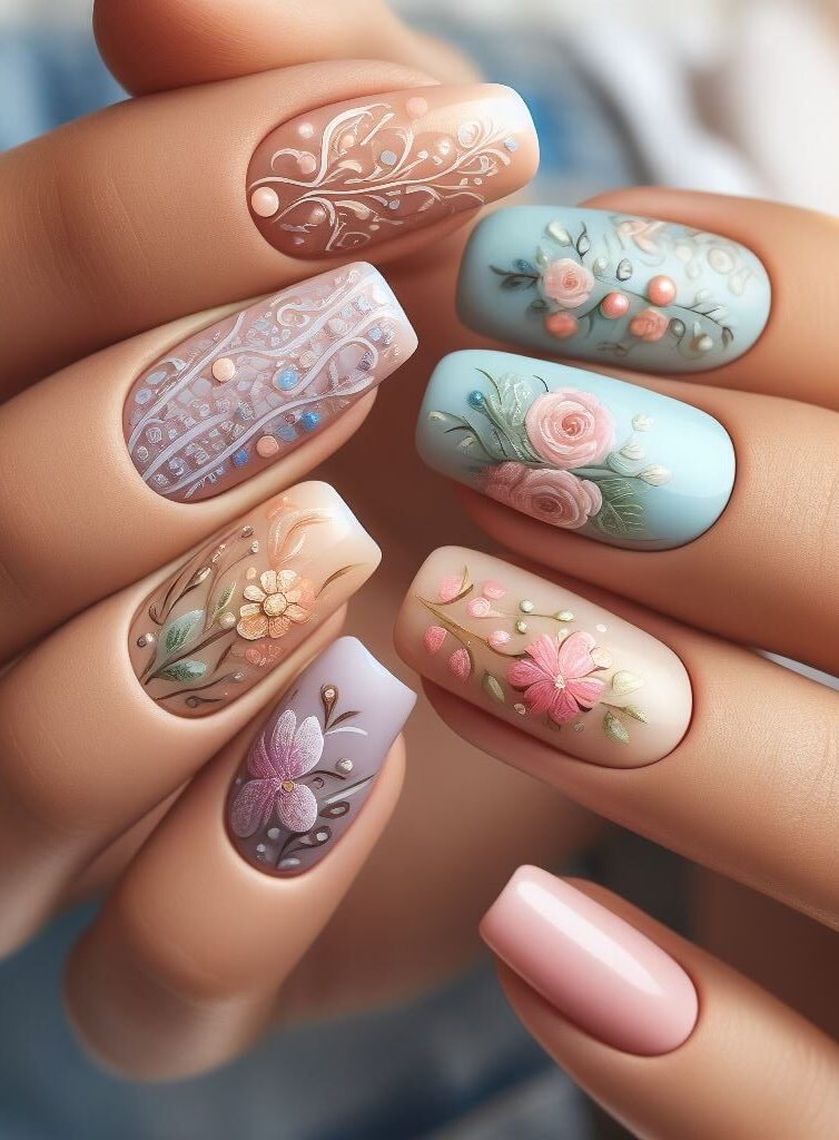 Minimalist magic! Less is more with these sleek nail art designs featuring single blooms or tiny floral accents for a touch of understated elegance.