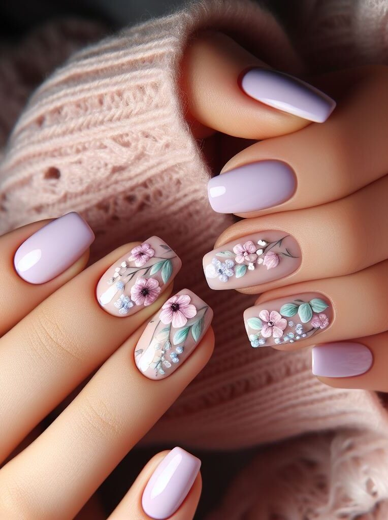 Sweet & petite! Channel your inner kawaii with adorable nail art featuring tiny floral buds, playful polka dots, and pastel color palettes for a sugary sweet look.