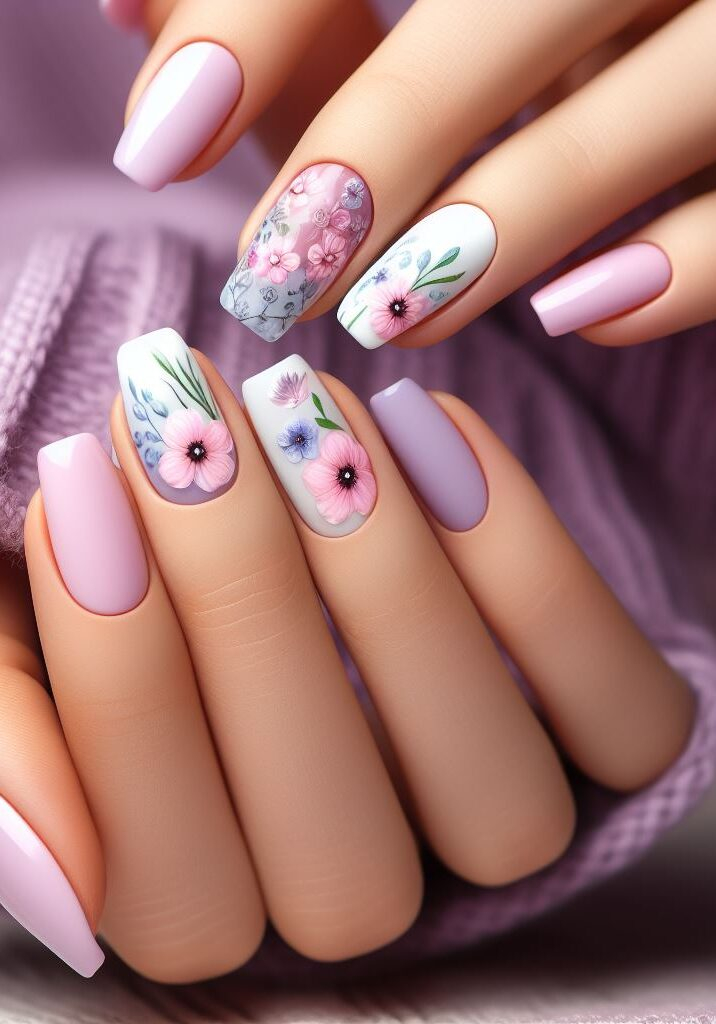 Minimalist magic with a pop! ✨ Recreate the essence of flowers with single, bold blooms in vibrant colors for a modern and chic take on floral nail art.