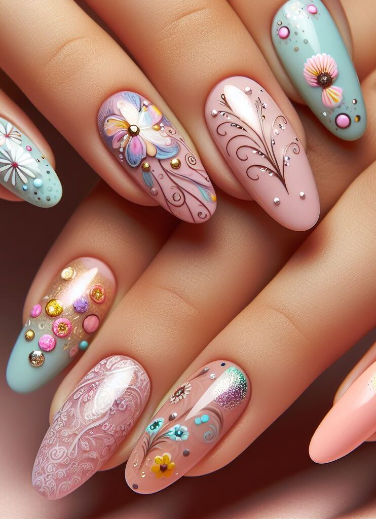 Feeling artsy? ✨ Explore negative space designs! Let the flower silhouettes take center stage and add vines for a modern twist on floral nail art.