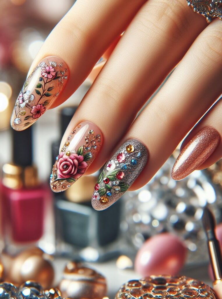 Floral Nail Art Designs 2024. Let your nails blossom with vibrant colors! These playful floral nail art ideas use a mix of bold hues and cheerful patterns for a statement look.
