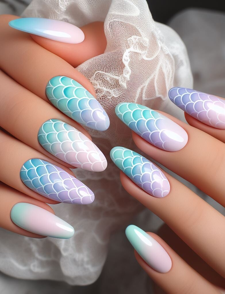 Under the sea creatures! Incorporate your favorite ocean creatures like seashells, starfish, or even tiny silhouettes of dolphins alongside your mermaid scale designs for an extra touch of whimsy.