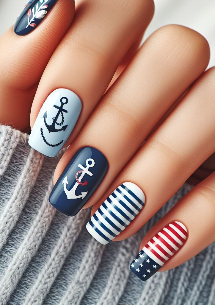 Nautical maps for a world of possibilities! Unleash your inner explorer with nautical map nail art designs featuring compass roses, coordinates, and a touch of vintage charm.