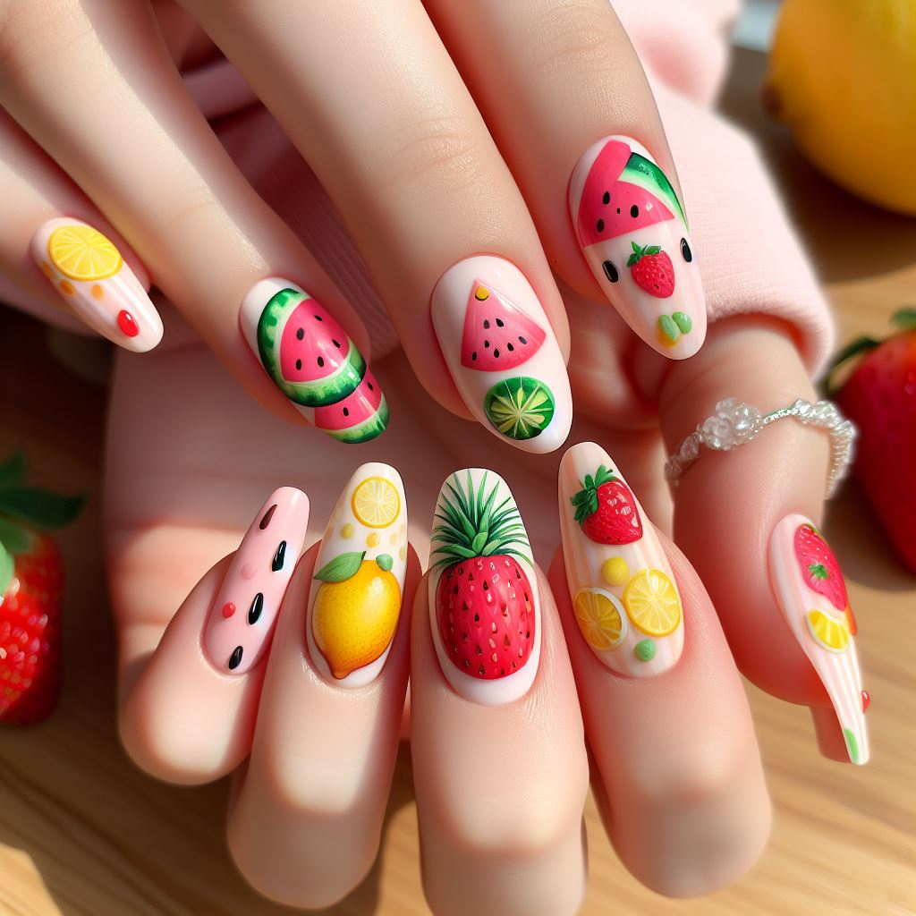 Diseños de arte de uñas de frutas dulces 2024