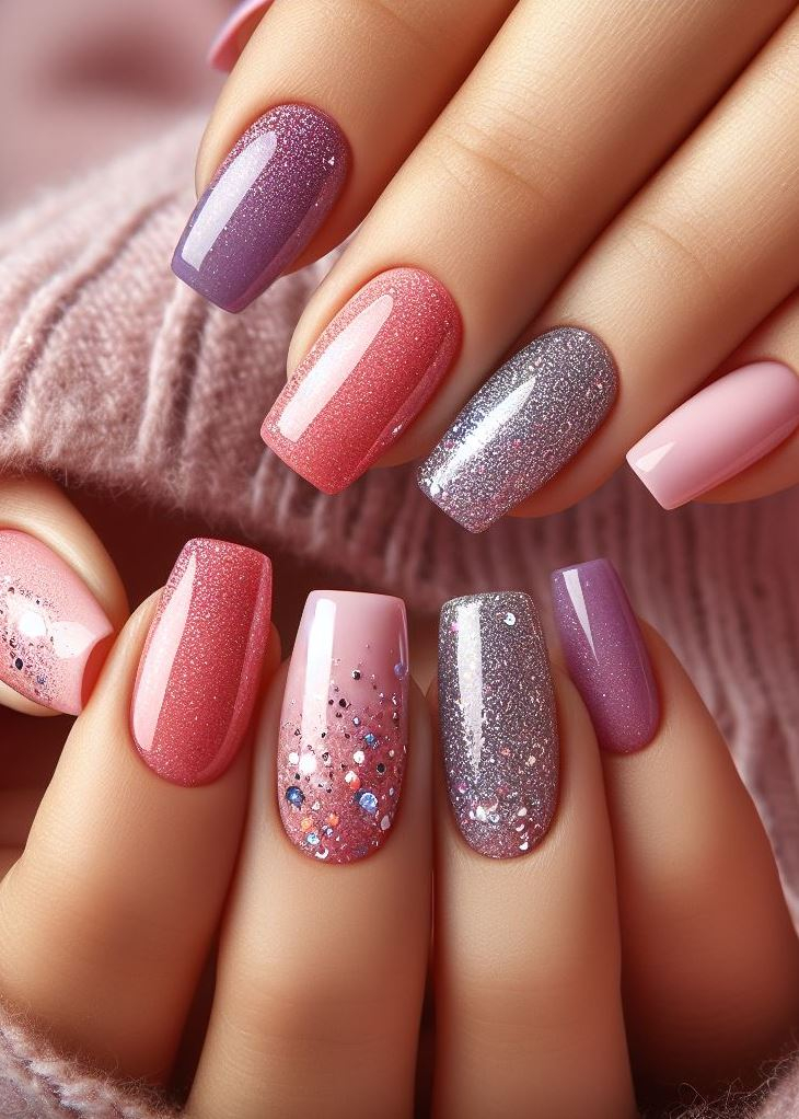 Ombre Nails: The Effortless Way to Stunning Gradients | Pocoko Obsessed with these pink & purple ombre nails! ✨ Delicate glitter accents add the perfect touch of glam.