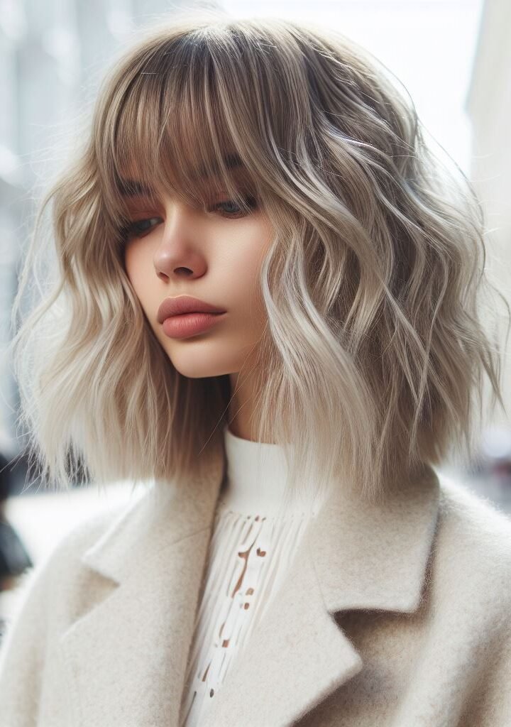 Curtain Bangs: Your Effortless Guide to 55 Stunning Styles! | Pocoko Discover the allure of this breathtaking hairstyle boasting wispy curtain bangs, ash blonde locks, and a stylish lob cut! 🌿 Soft, feathered layers delicately frame the face, elevating your look with subtle sophistication. Embrace the chic charm of ash blonde hues, radiating cool elegance and modern allure. Perfect for those craving effortless beauty and timeless style! ✨ #HairInspiration #AshBlonde #LobHaircut #curtainbangs