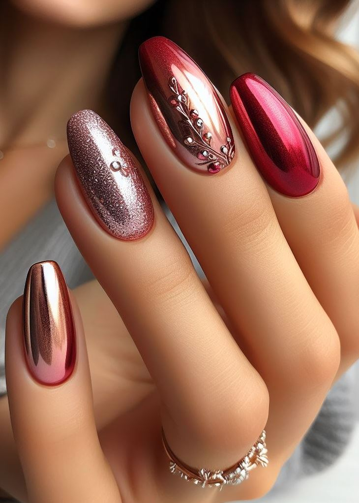 Date night nails on point! This red to burgundy ombre with a touch of sparkle is undeniably romantic. ✨