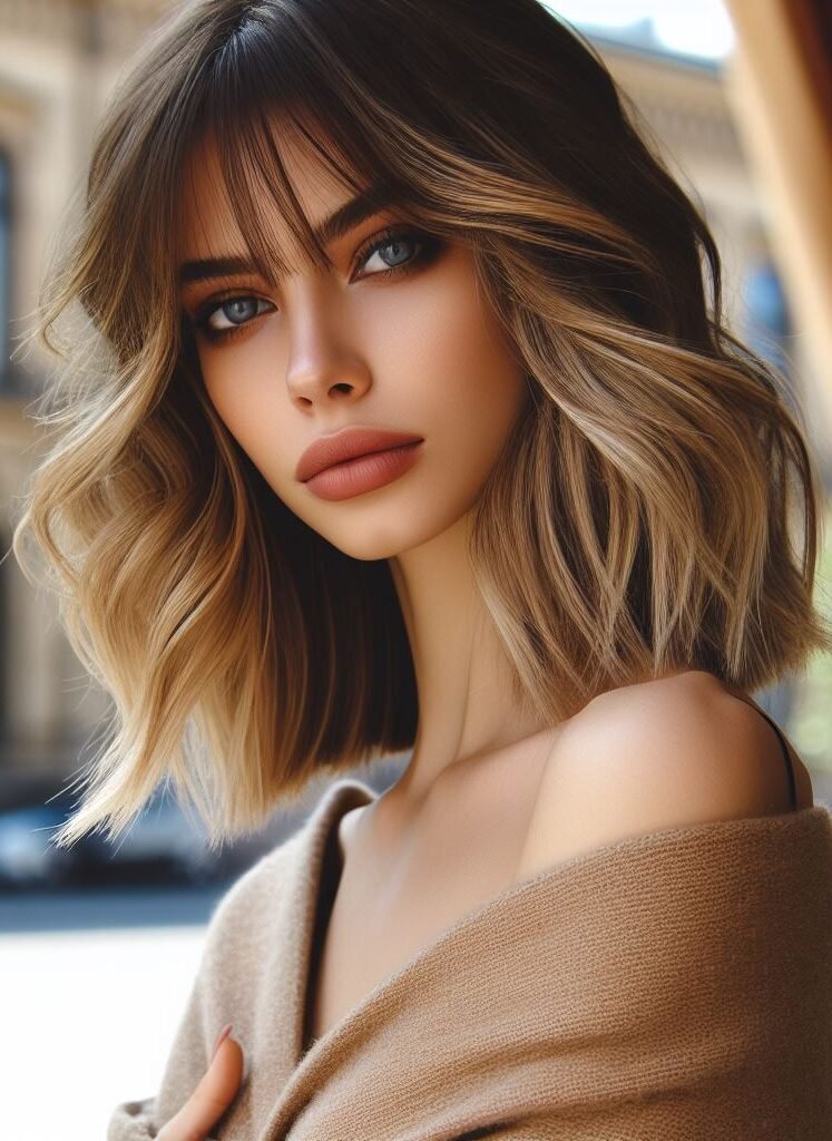 Curtain Bangs: Your Effortless Guide to 55 Stunning Styles! | Pocoko Upgrade your style with Curtain Bangs on medium-length wavy hair, boasting a mix of rich brown tones and subtle blonde highlights. This versatile and chic hairstyle brings a touch of modern sophistication to any look. #CurtainBangs #WavyHair #BrownBlondeHighlights #POCOKO