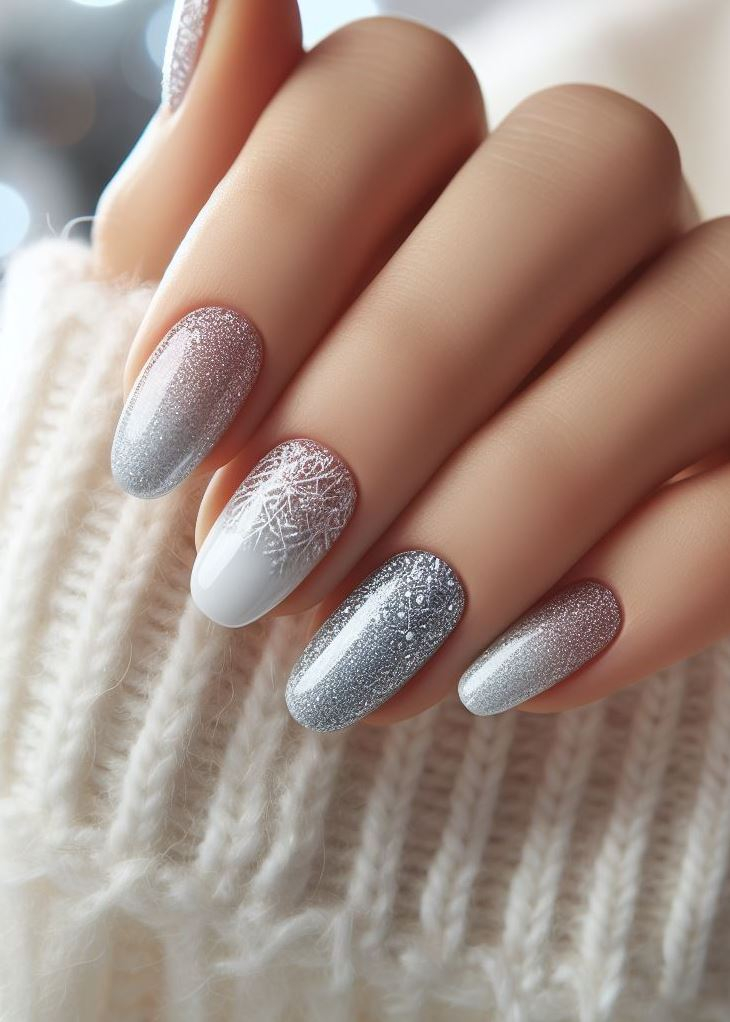 Feeling like a snowflake? Rock a silver to white gradient mani for a touch of ethereal beauty. ❄️