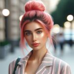 Pink Hairstyles Updo Perfection! Elevate your look with a high bun in a stunning shade of pink. Perfect for day or night, this versatile style is both stylish and effortless. #pinkhairstyle #pocoko #highbun