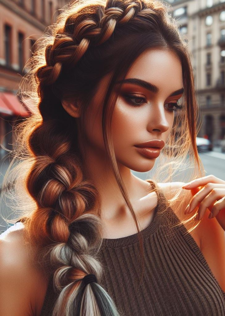 Braids with a touch of nature! Earthy chestnut tones add depth and dimension to braids in medium hair, creating a captivating look. #pocoko #haircolor #mediumhair