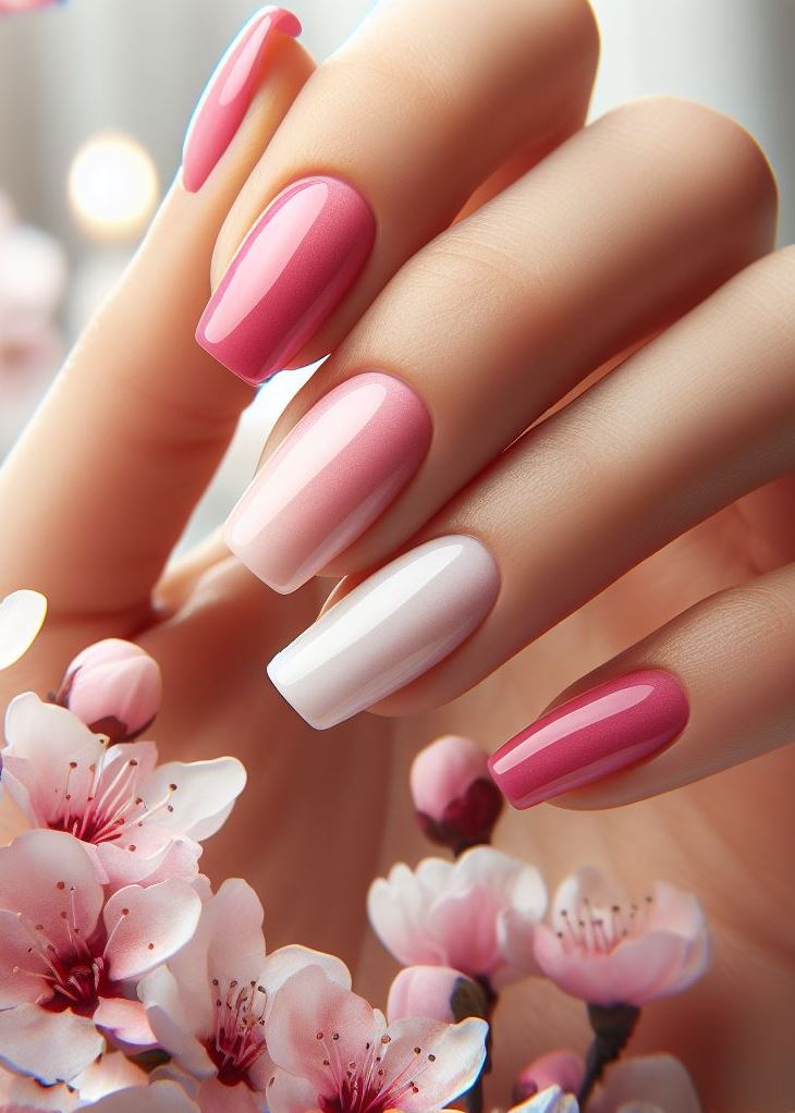Minimalist magic! Cherry blossom ombre with just a hint of pink creates a stunningly understated look.