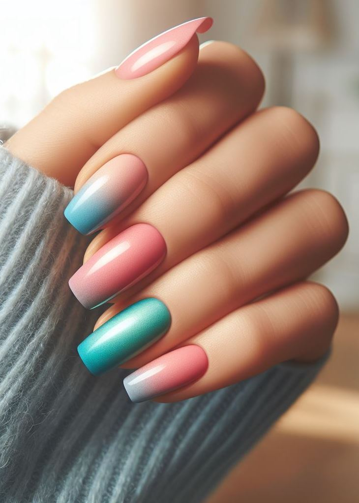 Unleash your inner artist! Bold ombre nails are a playful canvas for mixing and matching your favorite colors.