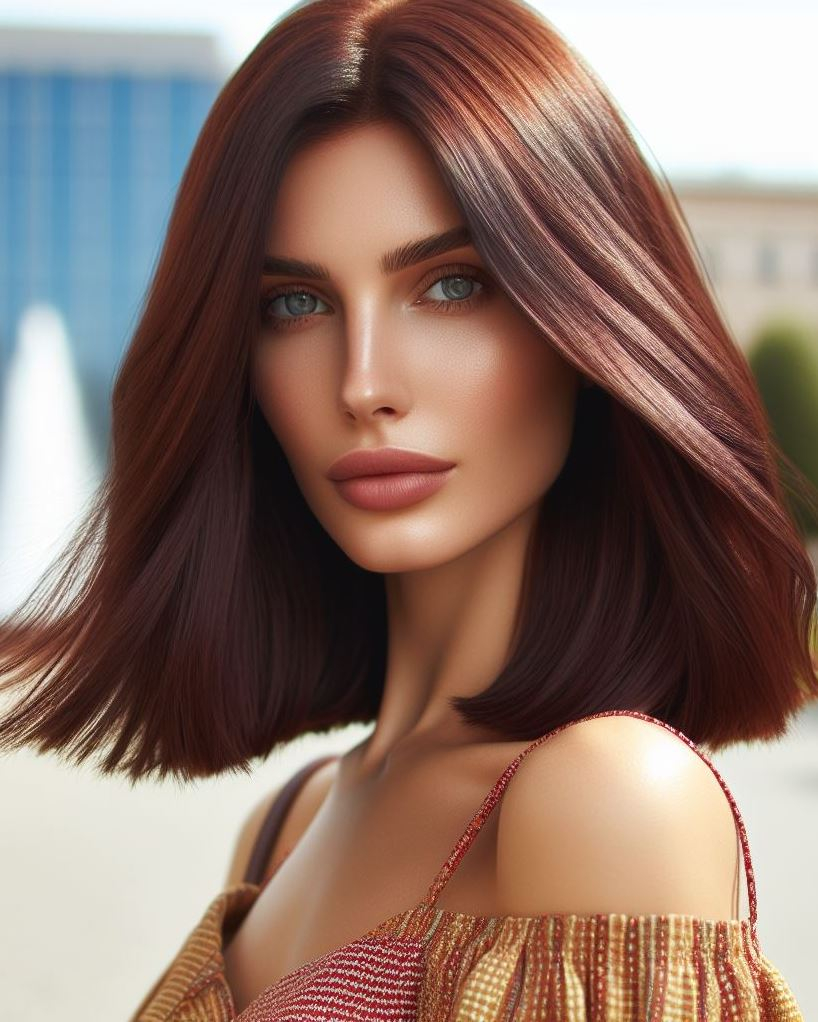 Rich chocolate brown hair with a blunt cut is a timeless and chic combination for medium hair. ✨ #hairstyles #haircolor #pocoko