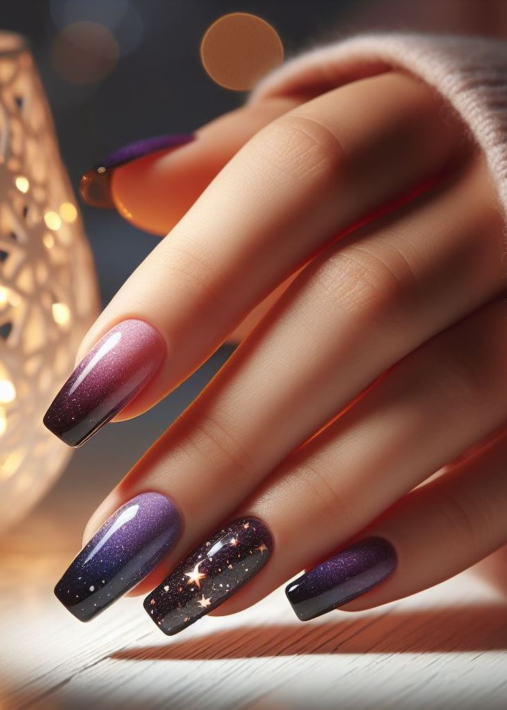 Feeling out of this world? Rock galaxy ombre nails for a touch of celestial magic on your fingertips.