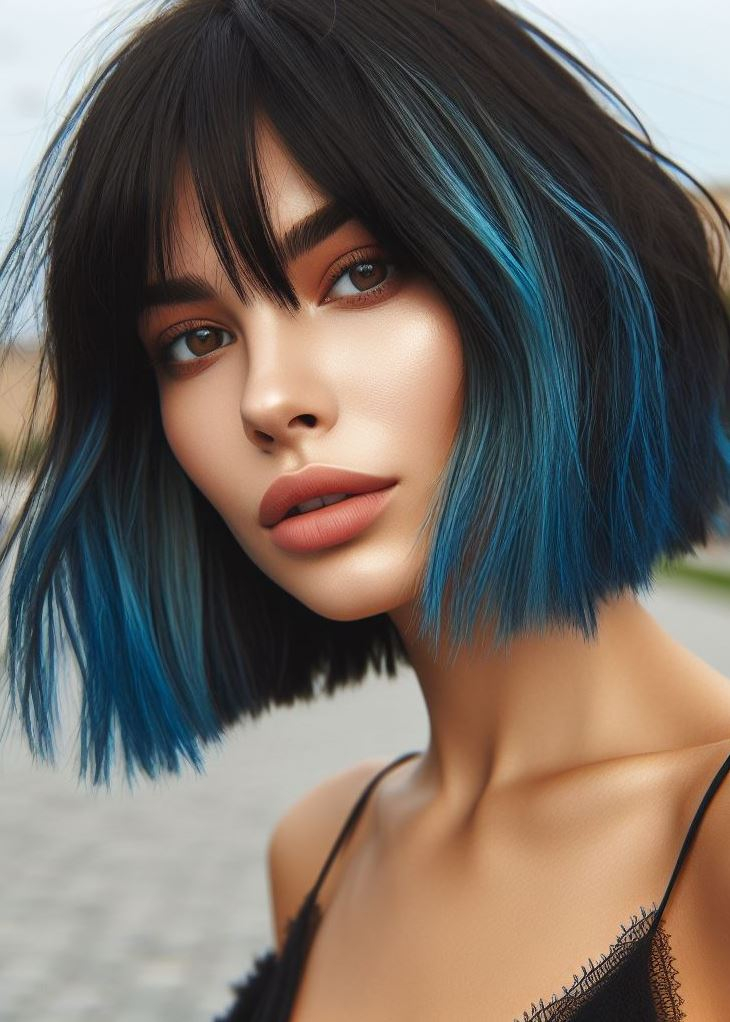 Beachy waves with a twist! Choppy layers add texture, while ocean-inspired highlights (think blues and aquas) bring a refreshing vibe to your medium hair. #hairstyles #oceanhair #pocoko