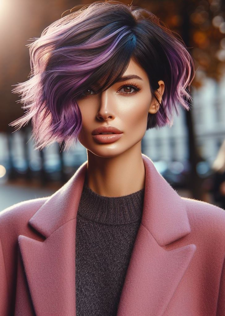 Unleash your inner mermaid! Wispy layers and ethereal lavender highlights create a mesmerizing look for medium hair. #mediumhairstyle #mermaidhair #pocoko