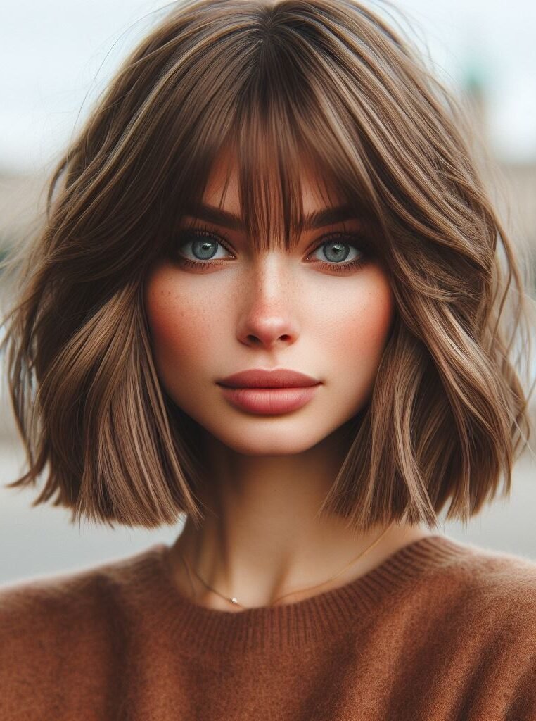 Curtain Bangs: Your Effortless Guide to 55 Stunning Styles! | Pocoko "Dive into boho vibes with Curtain Bangs framing a textured lob haircut. This effortlessly chic hairstyle exudes a carefree and laid-back charm, perfect for those embracing the bohemian aesthetic. Embrace the free-spirited look with #CurtainBangs #TexturedLob #BohoVibes #POCOKO."