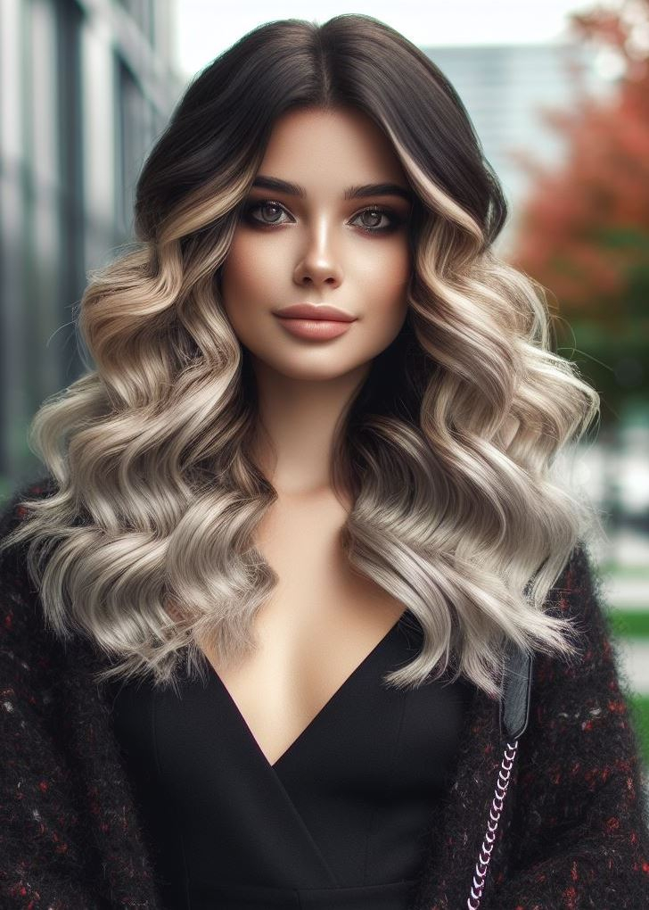 Romantic waves with a touch of chill. Loose waves and a soft ash blonde color create a whimsical and effortless look for medium hair. #mediumhairstyle #beachwaves #pocoko