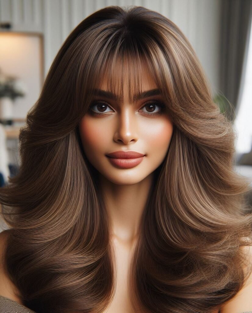 Curtain Bangs: Your Effortless Guide to 55 Stunning Styles! | Pocoko Elevate your look with Curtain Bangs styled in a Middle Part Blowout, showcasing voluminous hair. This glamorous and versatile hairstyle adds a touch of elegance and sophistication to any ensemble, perfect for making a statement. Embrace the voluminous trend with #CurtainBangs #MiddlePartBlowout #VoluminousHair #POCOKO