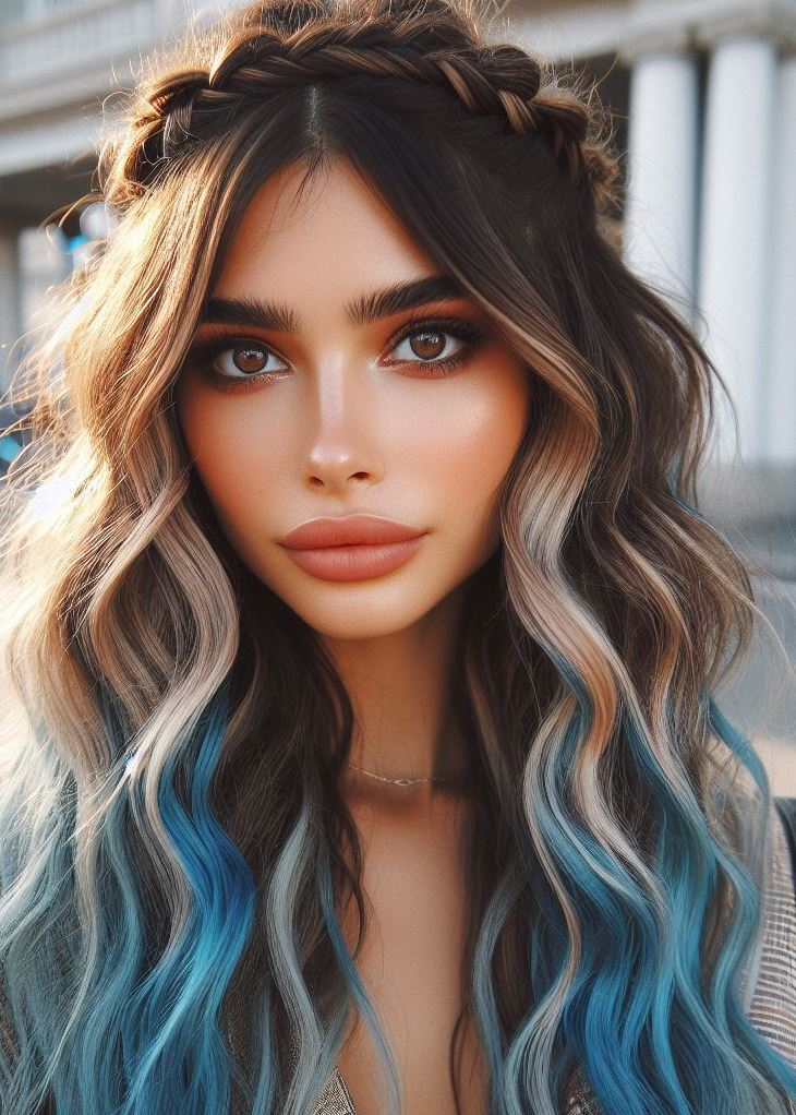 Channel your inner ice princess with this enchanting baby blue ombre and crown braid combo. ❄️ #babybluehair #hairstylesforteens #pocoko