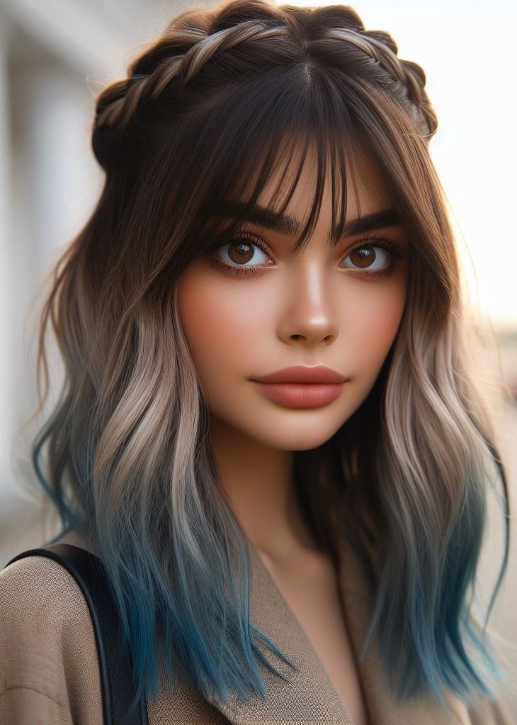 Escape the ordinary with this mesmerizing baby blue ombre and crown braid hairstyle. ✨ #bluehairmagic #hairstyleoftheday #pocoko