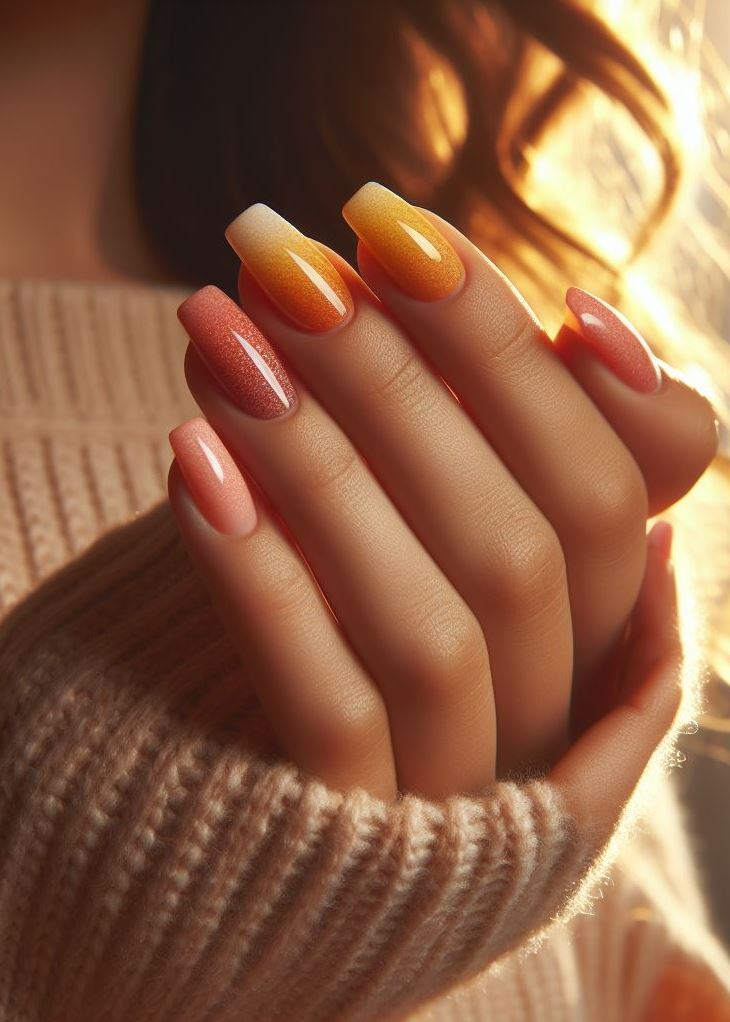 Ombre Nails: The Effortless Way to Stunning Gradients | Pocoko Summer vibes never end with these sunset ombre nails! Orange, yellow, and pink hues capture the warmth of the season.