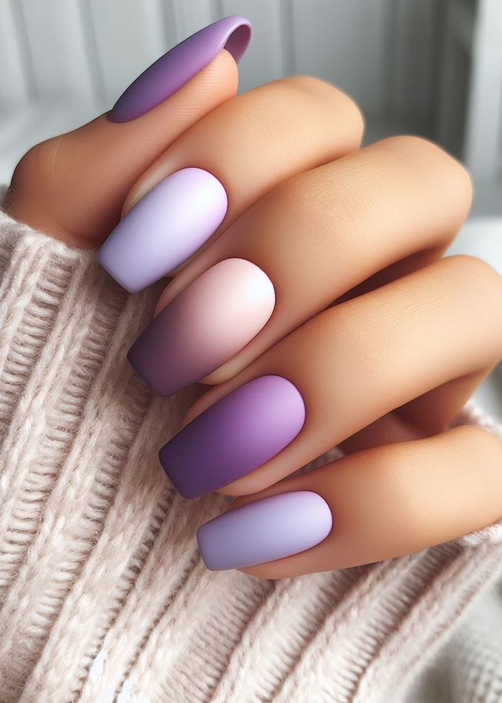 Ombre Nails: The Effortless Way to Stunning Gradients | Pocoko Less is more! This matte lavender to lilac ombre proves simplicity can be stunning. ✨