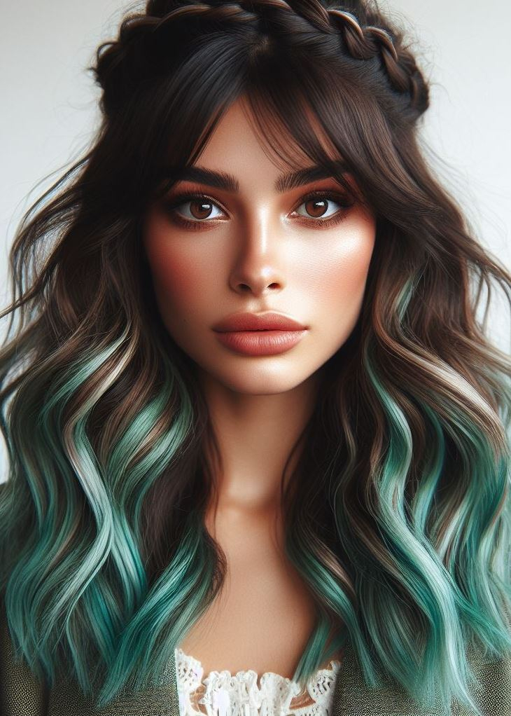 Channel your inner mermaid with this ethereal mint ombre hairstyle accented by a delicate crown braid. #mermaidhair #hairstylesforteens #pocoko #crownbraid #ombrehair