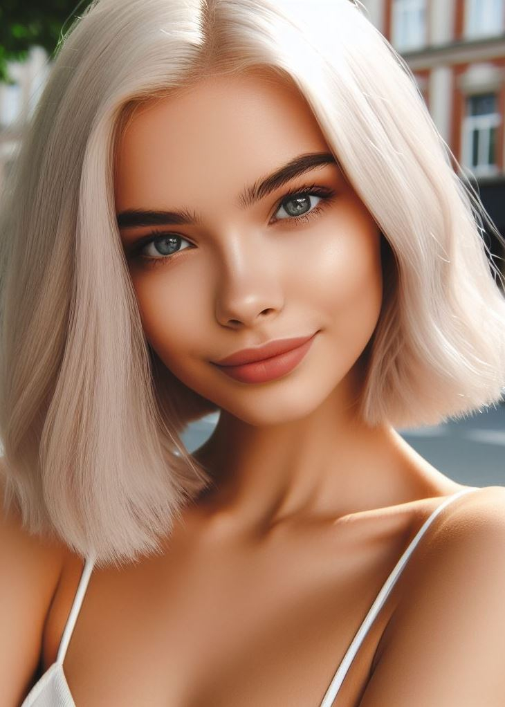 Bold and beautiful! ✨ The platinum blonde lob is a head-turning hairstyle for medium hair. #hairstyles #hairgoals #pocoko