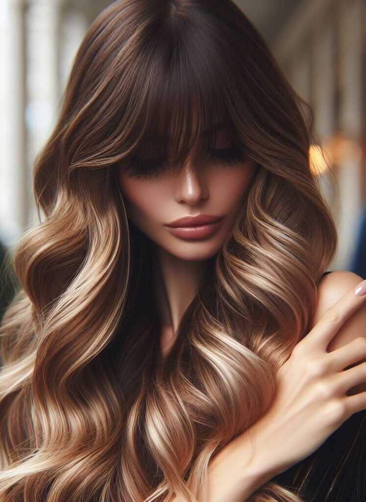 Curtain Bangs: Your Effortless Guide to 55 Stunning Styles! | Pocoko Wavy Curtain Dream! Wispy curtain bangs frame the face, flowing seamlessly into soft, cascading Hollywood waves. This romantic hairstyle is perfect for the bride who wants a touch of vintage elegance with a modern, effortless feel. #pocoko #curtainbangs #hollywoodwaves #weddinghairinspiration