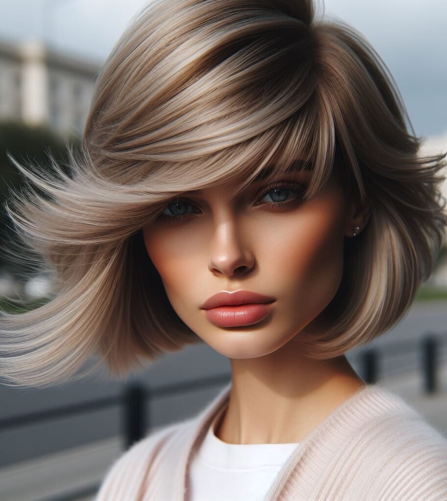Curtain Bangs: Your Effortless Guide to 55 Stunning Styles! | Pocoko Explore sophistication with Curtain Bangs on a medium-length ash blonde bob, featuring a deep side part and side-swept bang. This chic style adds modern elegance to any look. #CurtainBangs #AshBlonde #BobCut #POCOKO