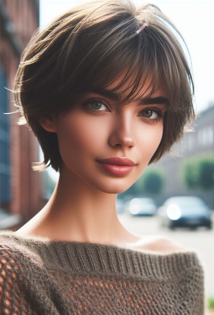 Curtain Bangs: Your Effortless Guide to 55 Stunning Styles! | Pocoko Pixie with a Twist! This playful pixie cut features wispy curtain bangs that effortlessly frame the face. The short, textured hairstyle is perfect for those who want a low-maintenance yet stylish look. #pocoko #curtainbangs #pixiecut #shorthairstyles