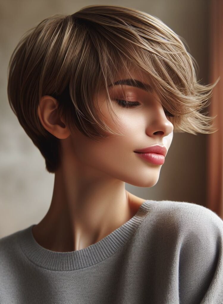 Curtain Bangs: Your Effortless Guide to 55 Stunning Styles! | Pocoko Edgy Elegance! This chic pixie cut takes curtain bangs to the next level. Wispy blonde strands frame the face, adding softness to the short, blonde hair. The combination is perfect for the woman who wants a bold yet sophisticated look. #pocoko #curtainbangs #pixiecut #shorthairgoals