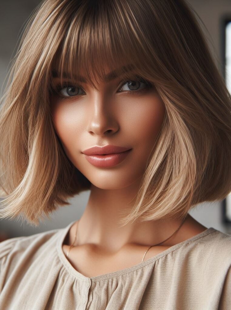 Curtain Bangs: Your Effortless Guide to 55 Stunning Styles! | Pocoko Blonde Bombshell! This classic bob gets a modern upgrade with chic curtain bangs. The blonde hair is perfectly tousled for a touch of effortless texture, while the bangs frame the face for a polished look. This hairstyle is perfect for the office or a night on the town! #pocoko #curtainbangs #blondehair #bluntbob