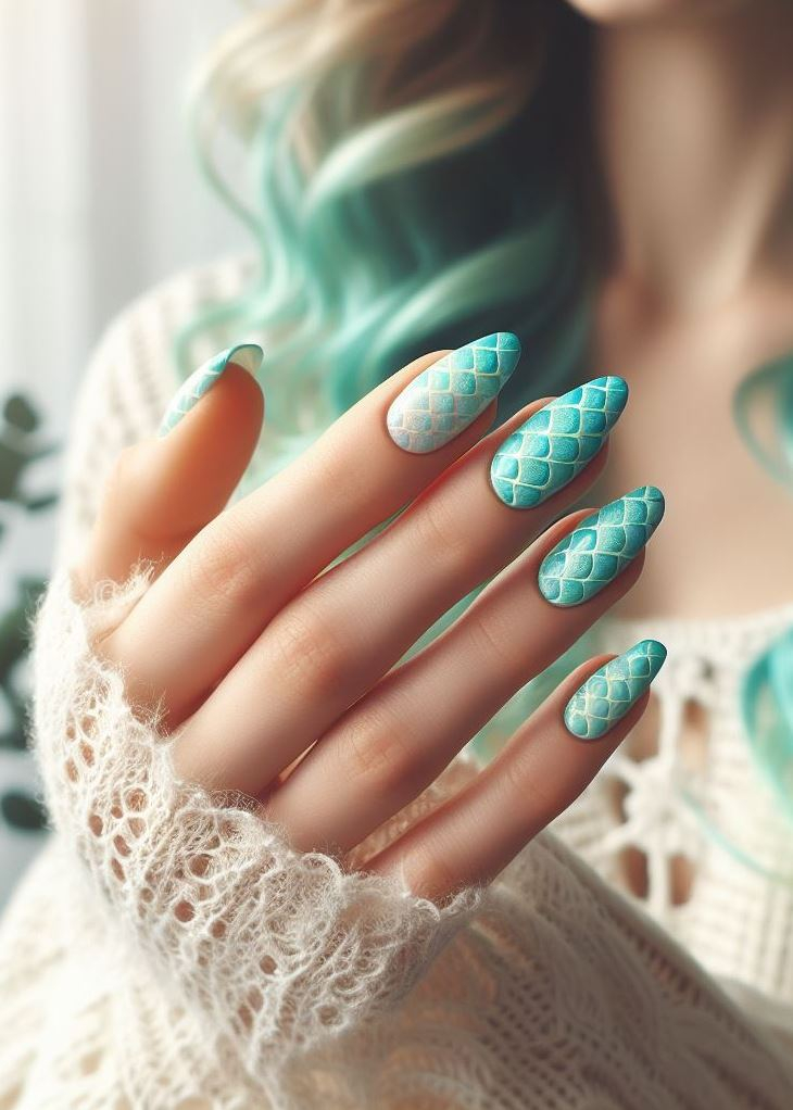Channel your inner mermaid with shimmering mint green to turquoise ombre nails! ✨ A touch of magic for your fingertips.