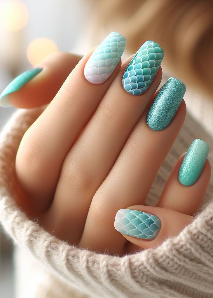 Escape the ordinary with a refreshing mint green to turquoise ombre! These cool hues are perfect for summer days.