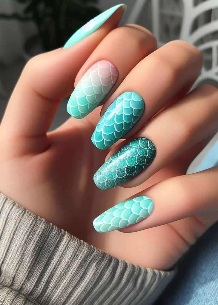 Ombre magic! 🪄 This mint green to turquoise blend creates a stunning gradient that evokes the ocean depths.