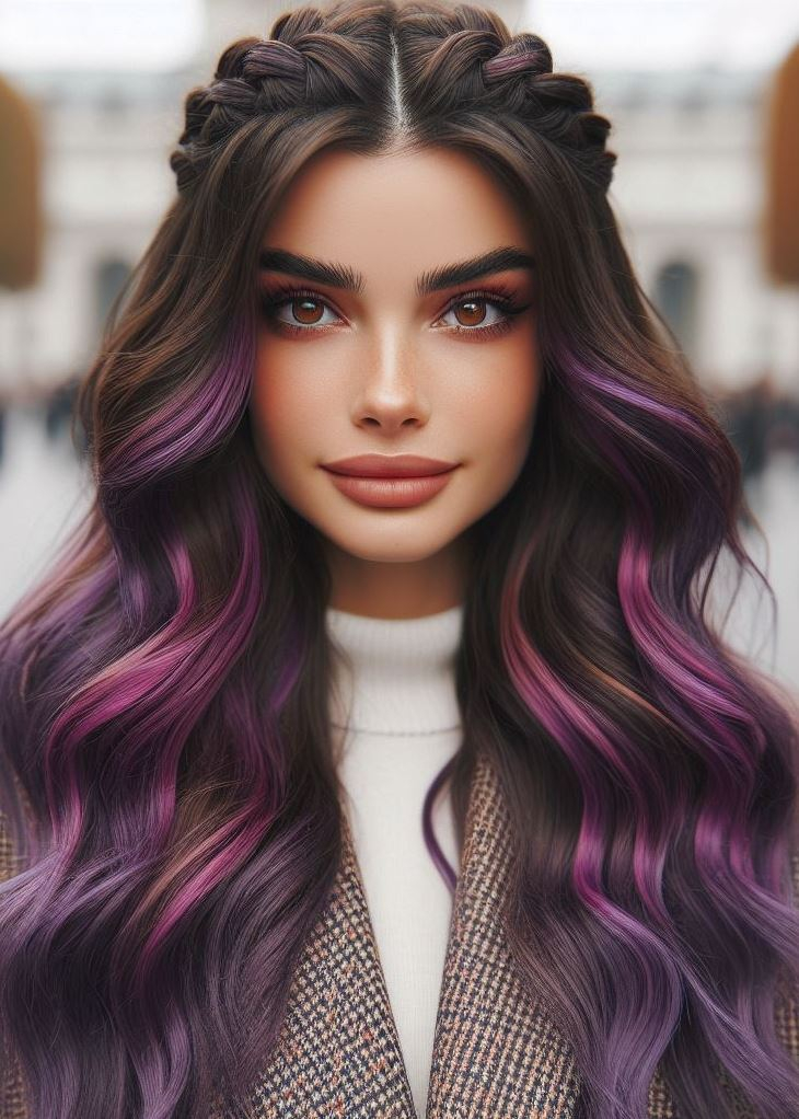 Dare to be different! This mesmerizing violet ombre paired with a crown braid creates a truly unique and captivating hairstyle. #hairmagic #hairstylesbytutorial #pocoko