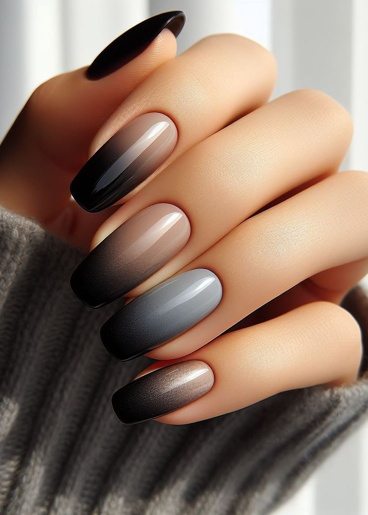 Ditch the basic mani! This black to grey ombre is a sleek and modern upgrade for your fingertips.