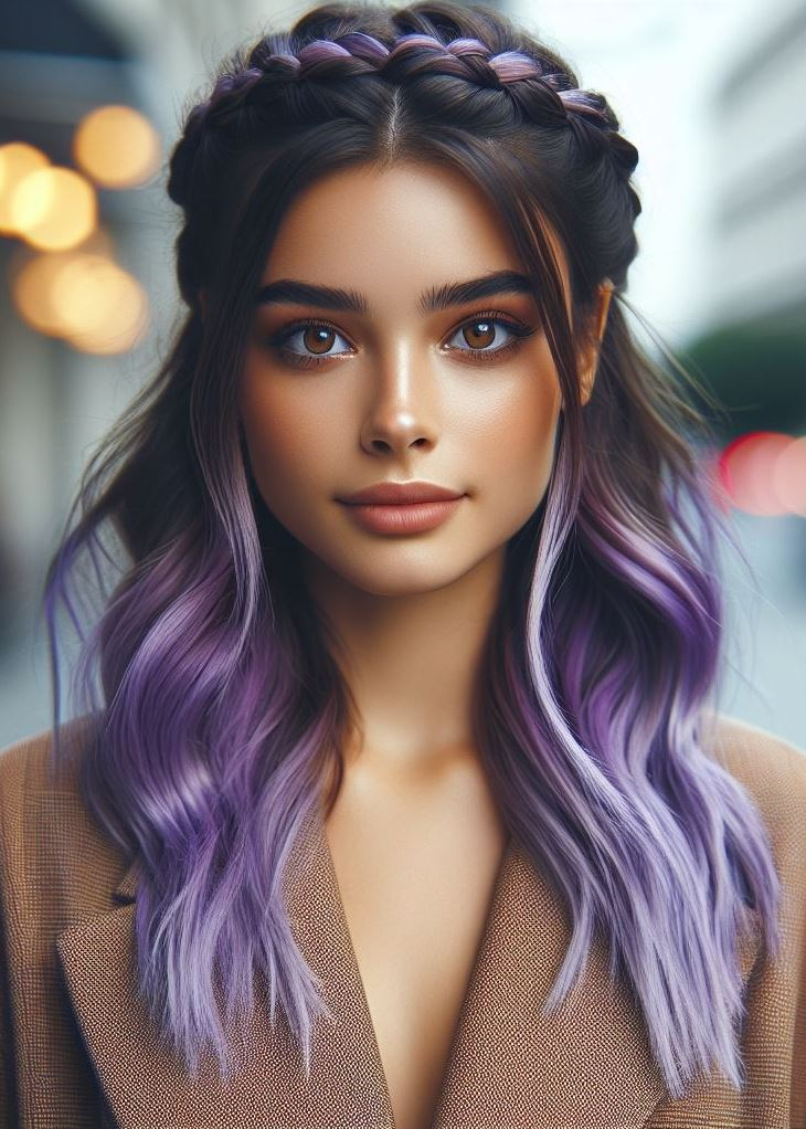 Make a statement: This stunning lavender ombre and crown braid combo is both elegant and eye-catching. It's sure to turn heads. #hairstyleideas #pocoko
