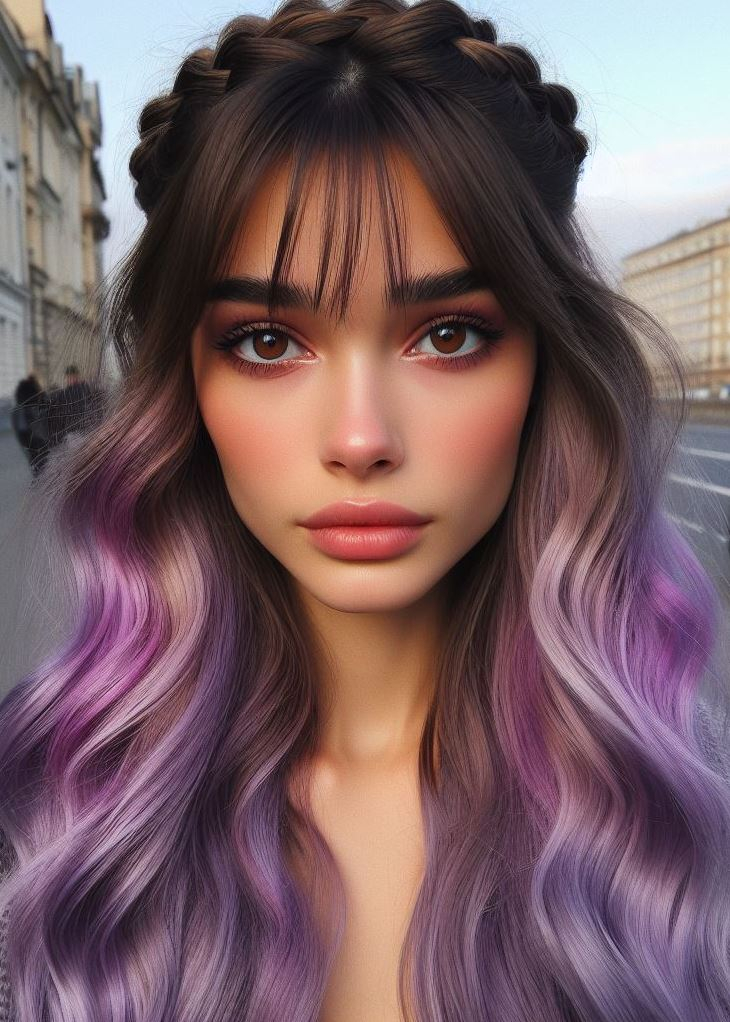 Feeling breezy? This cool-toned lavender ombre with a crown braid is the perfect hairstyle for a day out or a summer evening. #hairstyleoftheday #pocoko