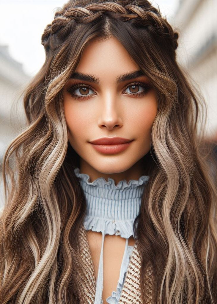 Classic with a twist: This timeless blonde ombre gets a playful upgrade with a delicate crown braid. Perfect for any occasion! #Ombrehairlove #hairstyleinspiration #pocoko