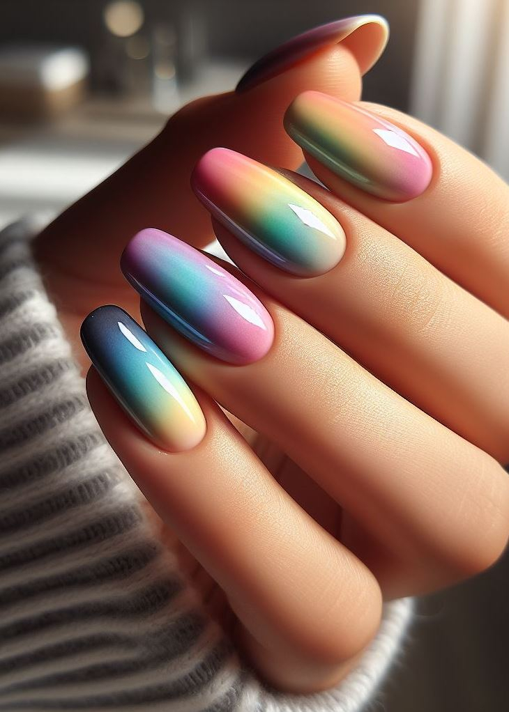 Ombre magic! 🪄 This rainbow blend creates a stunning gradient that celebrates the entire color spectrum.