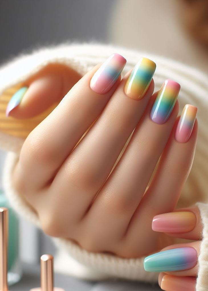Can't decide on a single color? Get them all with a stunning rainbow ombre! A touch of magic for your fingertips. ✨