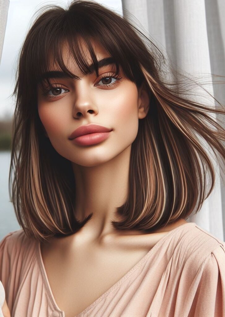 Curtain Bangs: Your Effortless Guide to 55 Stunning Styles! | Pocoko Enhance your style with Curtain Bangs on medium-length hair, blending brown hues with blonde highlights. The voluminous curls at the ends bring a hint of sophistication and allure to this versatile look. #CurtainBangs #StraightHair #BrownBlondeHighlights #VoluminousCurls #POCOKO